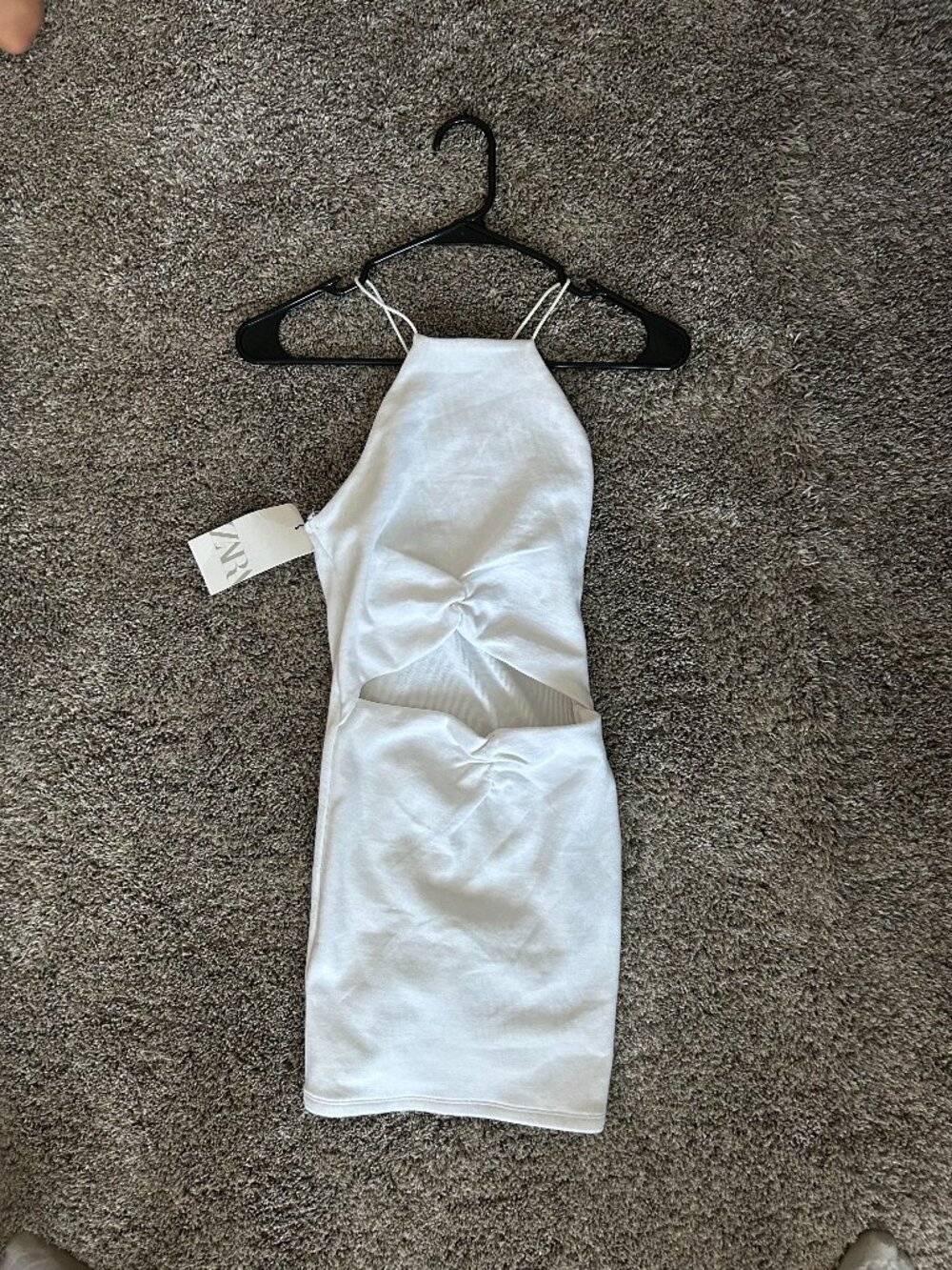 White Mid Diamond Cutout Tight Dress